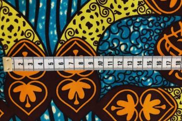 Preview: LIME ORANGE Waxprint Stoff